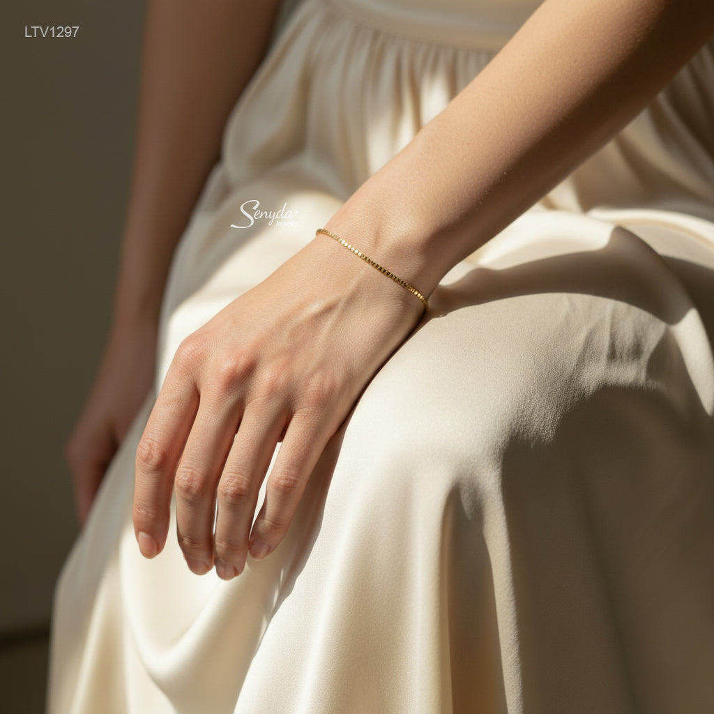 10K Solid Gold Box Chain Bracelet