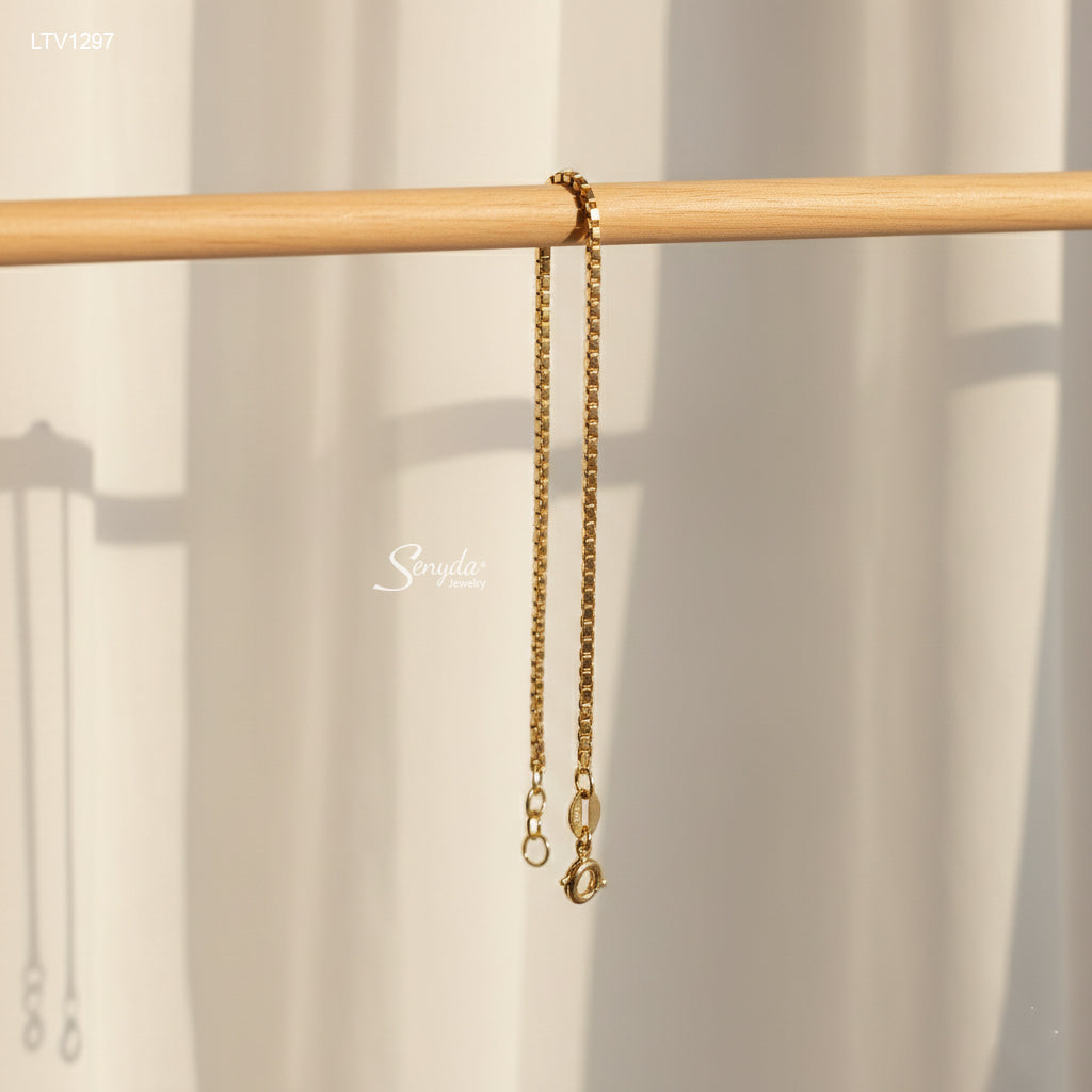 10K Solid Gold Box Chain Bracelet