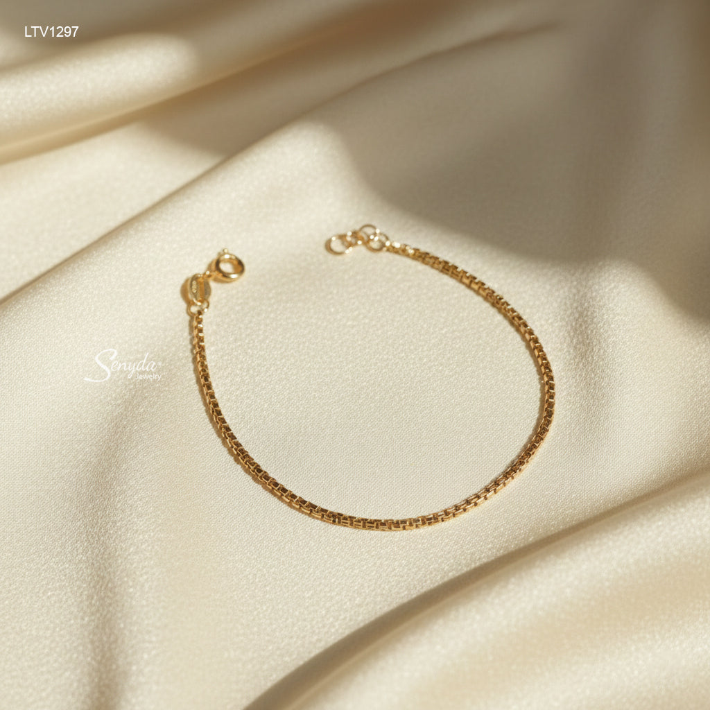 10K Solid Gold Box Chain Bracelet