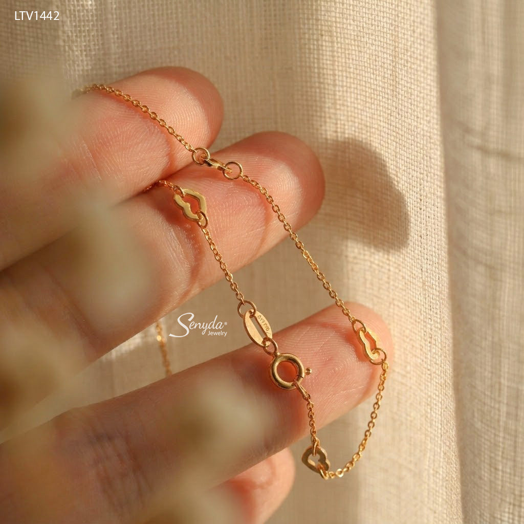 10K Solid Gold Cutout Heart Station Bracelet