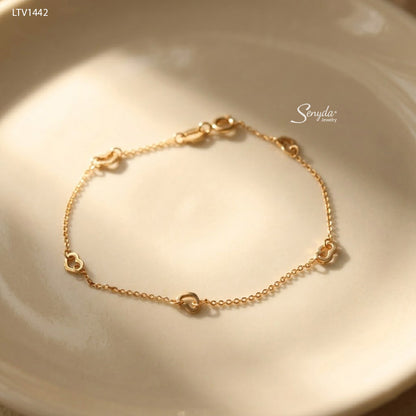 10K Solid Gold Cutout Heart Station Bracelet