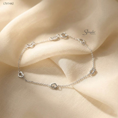 10K Solid Gold Cutout Heart Station Bracelet