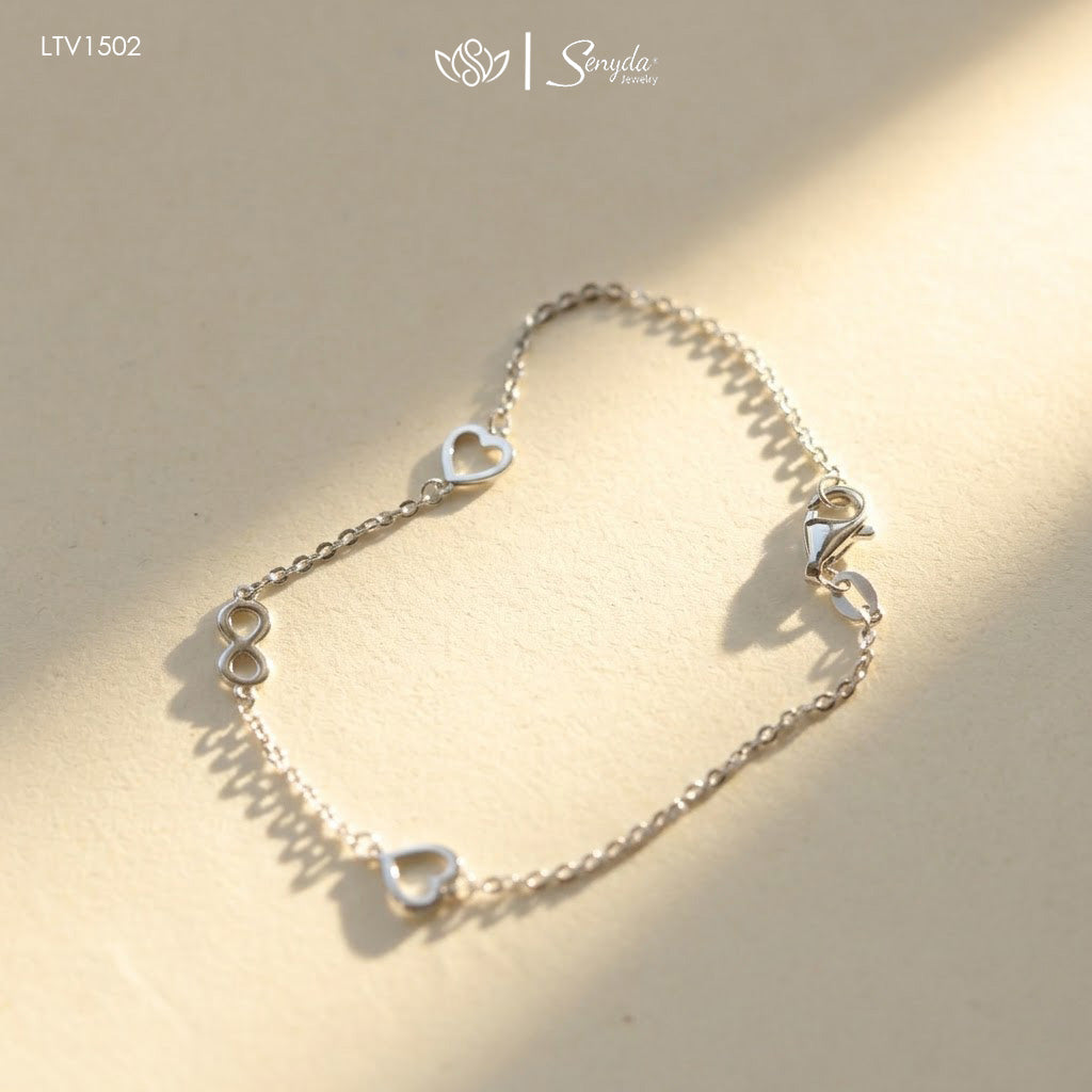 14K Solid Gold Customized Infinity & Heart Charm Bracelet