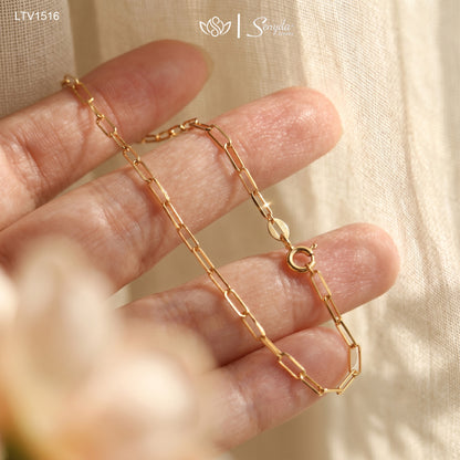14K Solid Gold Paperclip Chain Bracelet