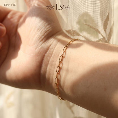 14K Solid Gold Paperclip Chain Bracelet
