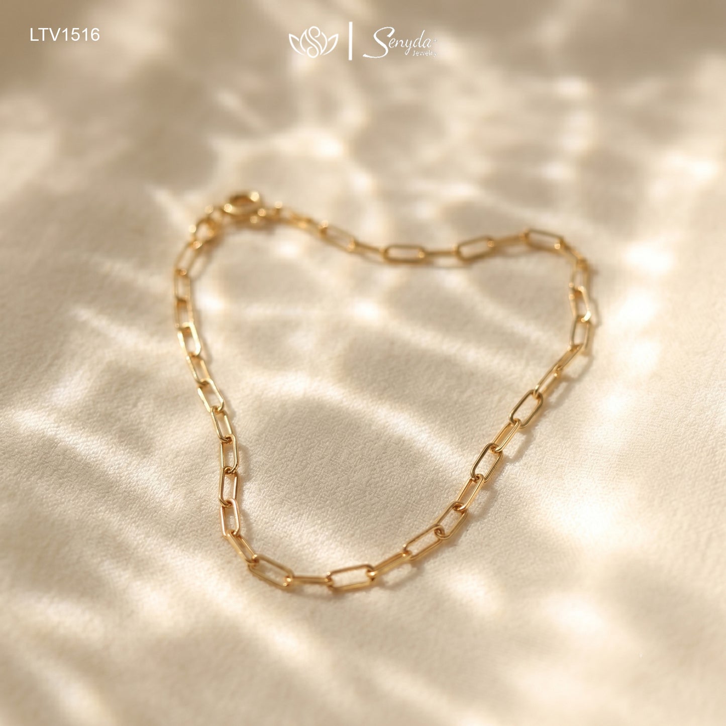 14K Solid Gold Paperclip Chain Bracelet