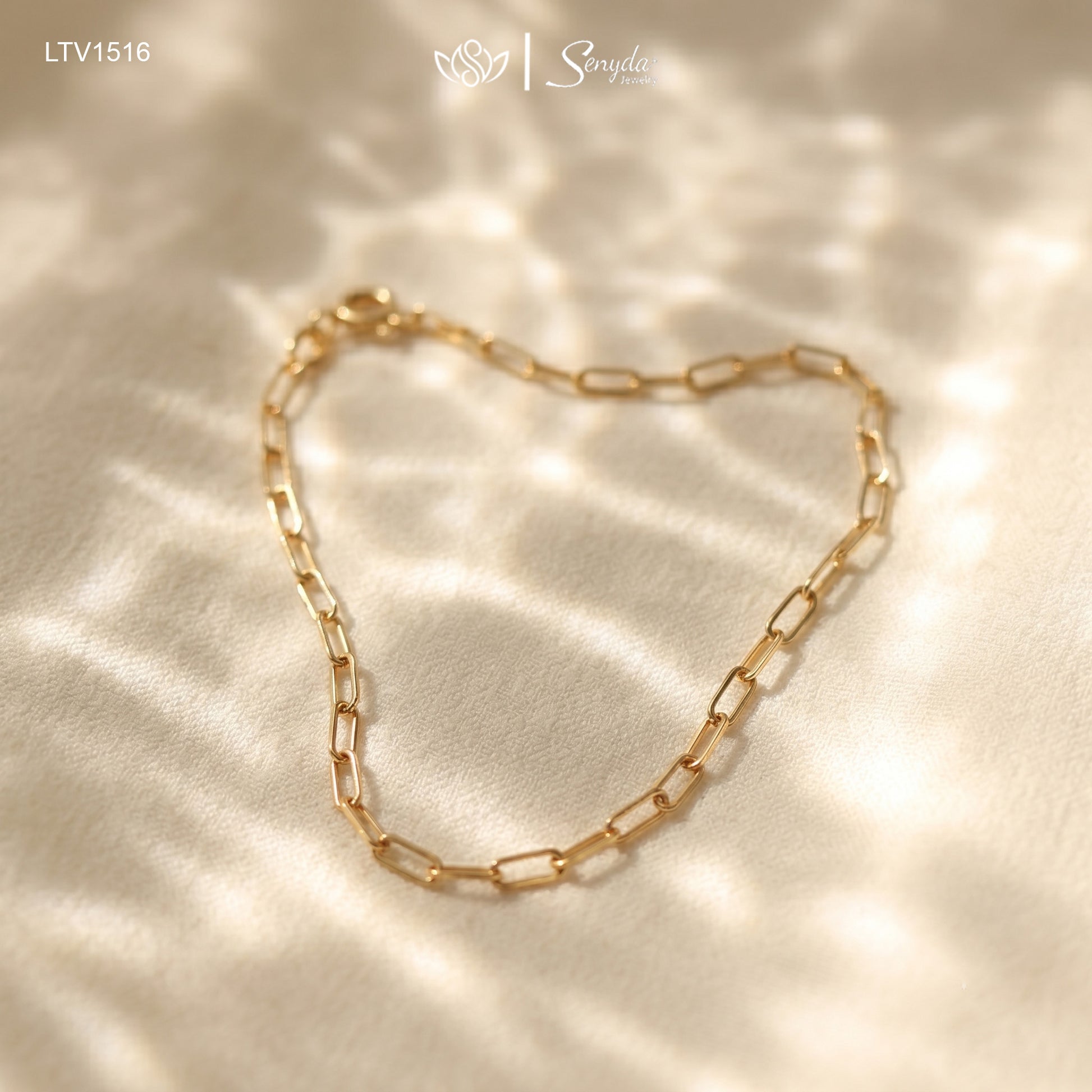 14K Solid Gold Paperclip Chain Bracelet