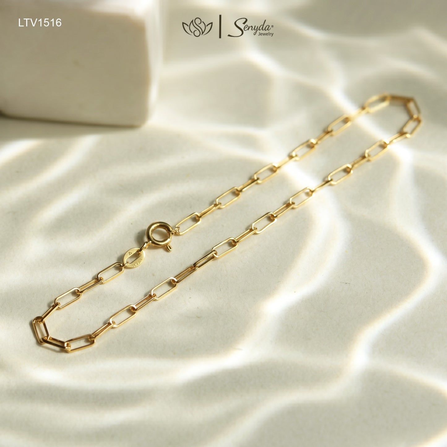 14K Solid Gold Paperclip Chain Bracelet