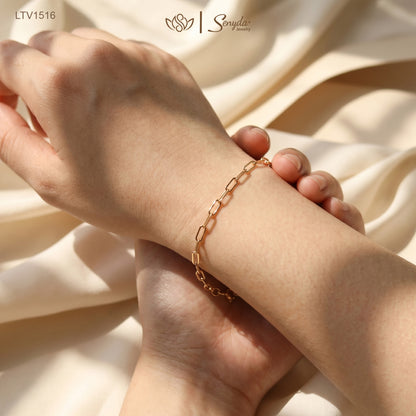 14K Solid Gold Paperclip Chain Bracelet