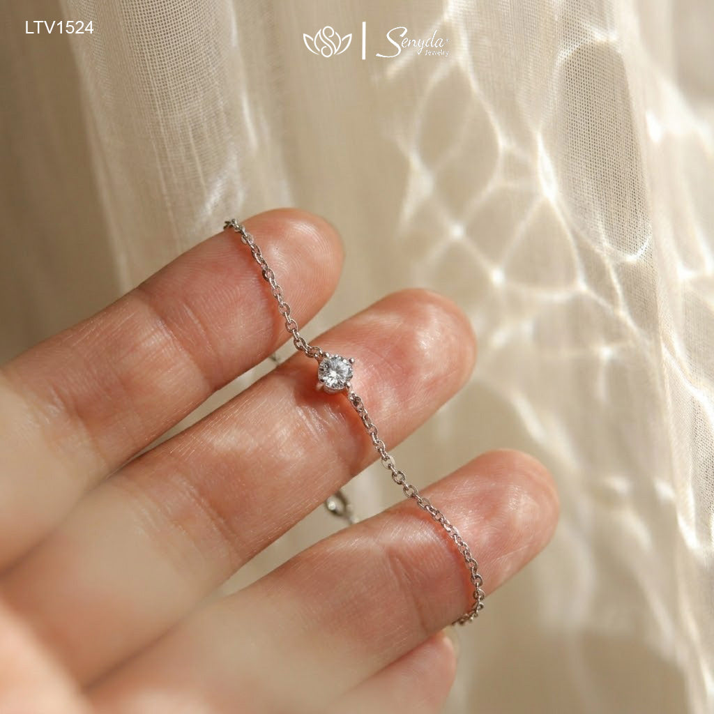 10K Solid Gold 4mm CZ Solitaire Bracelet