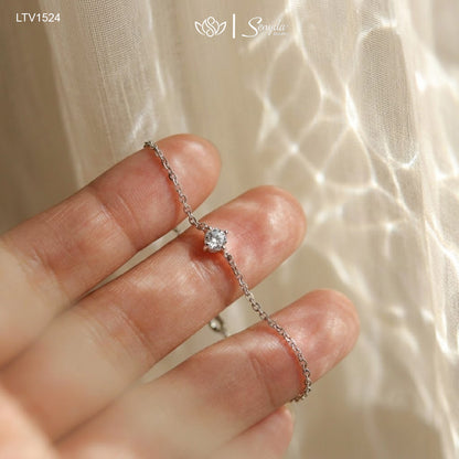 10K Solid Gold 4mm CZ Solitaire Bracelet