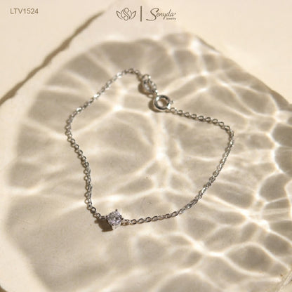 10K Solid Gold 4mm CZ Solitaire Bracelet