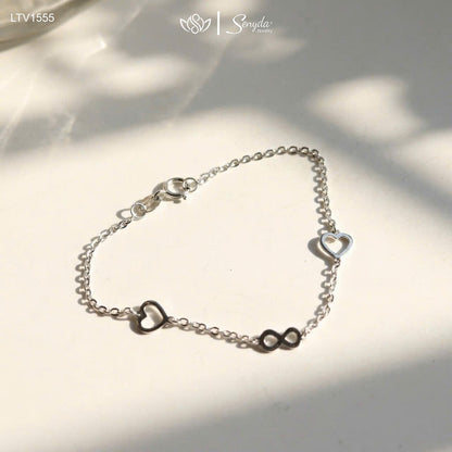 18K Solid Gold Heart & Infinity Charm Bracelet