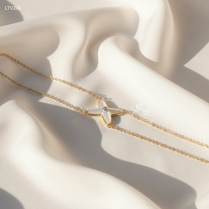 10K Solid Gold White Mother of Pearl Star Bracelet