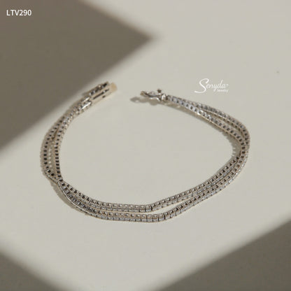 10K Solid Gold Double Row Tennis Bracelet