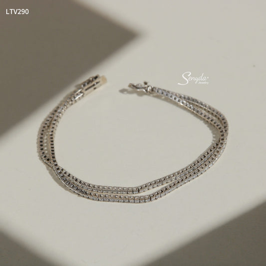 10K Solid Gold Double Row Tennis Bracelet