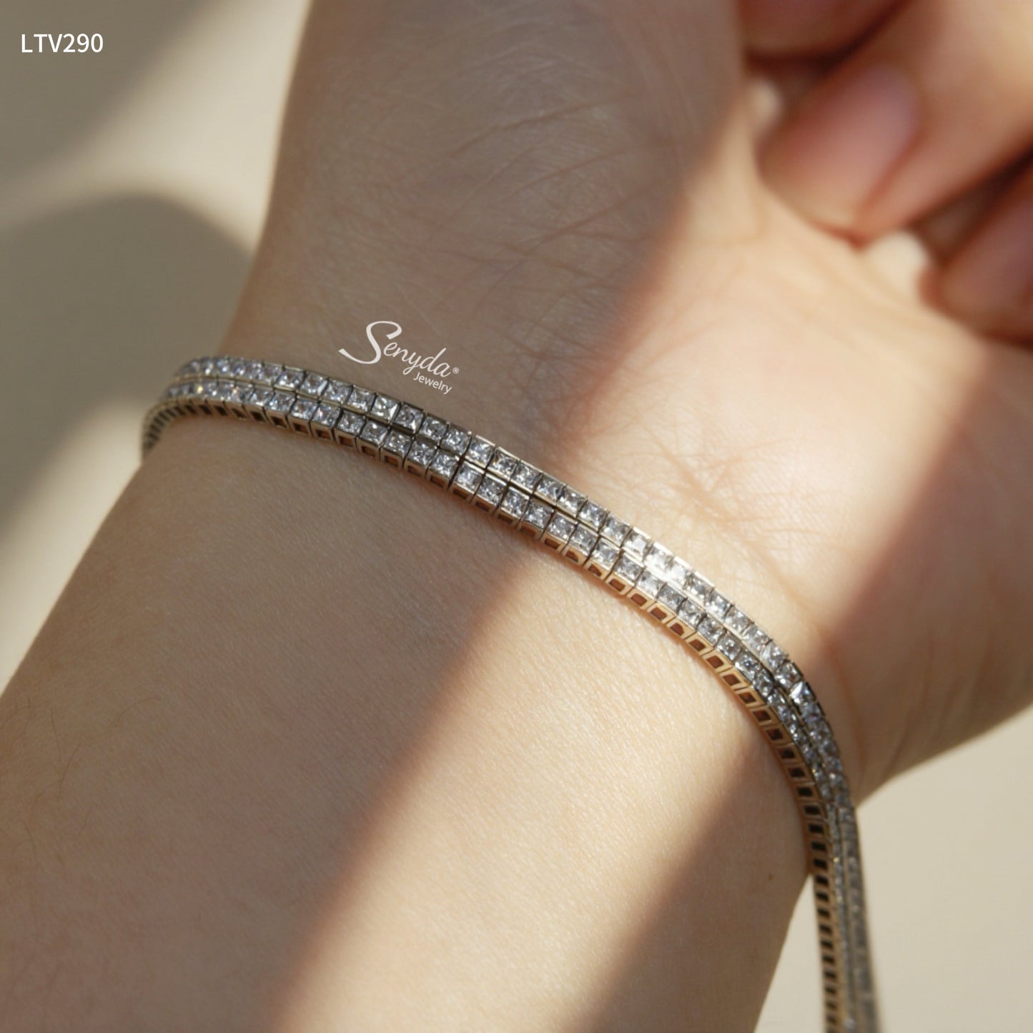 10K Solid Gold Double Row Tennis Bracelet
