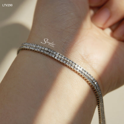 10K Solid Gold Double Row Tennis Bracelet