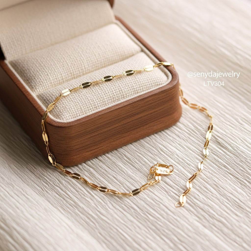 10K Solid Gold Sequin Chain Bracelet