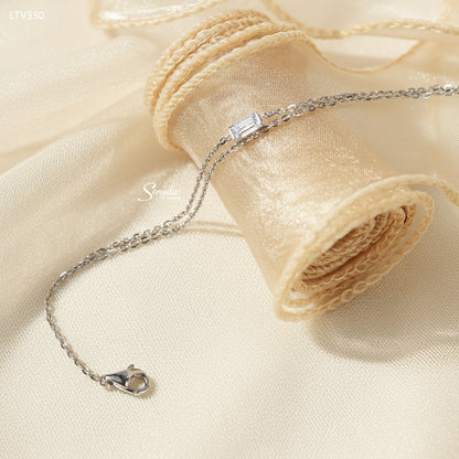 10K Solid Gold Baguette CZ Double Chain Bracelet