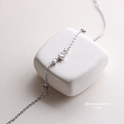 10K Solid Gold 3-Stone CZ Bracelet For Women