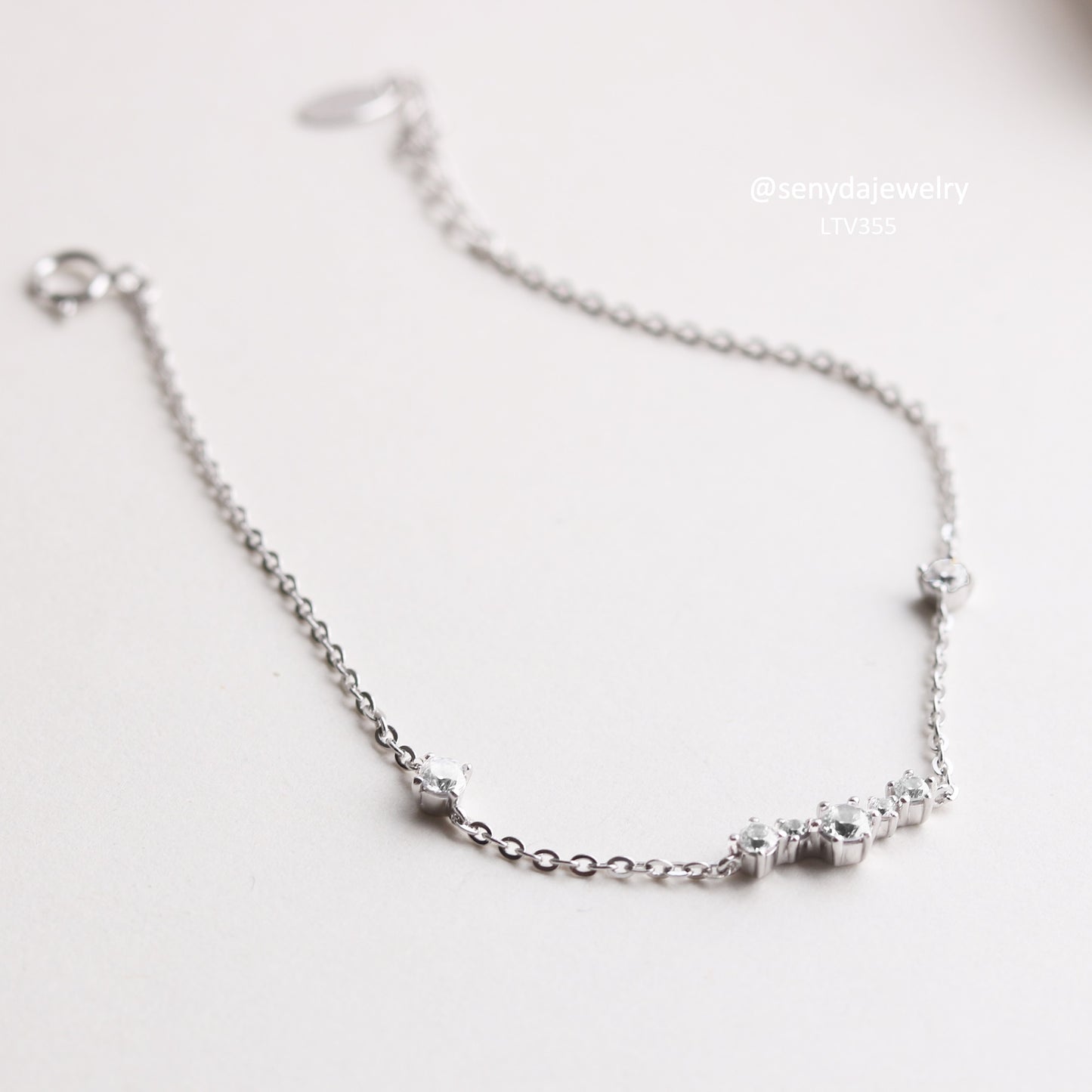 10K Solid Gold 3-Stone CZ Bracelet For Women