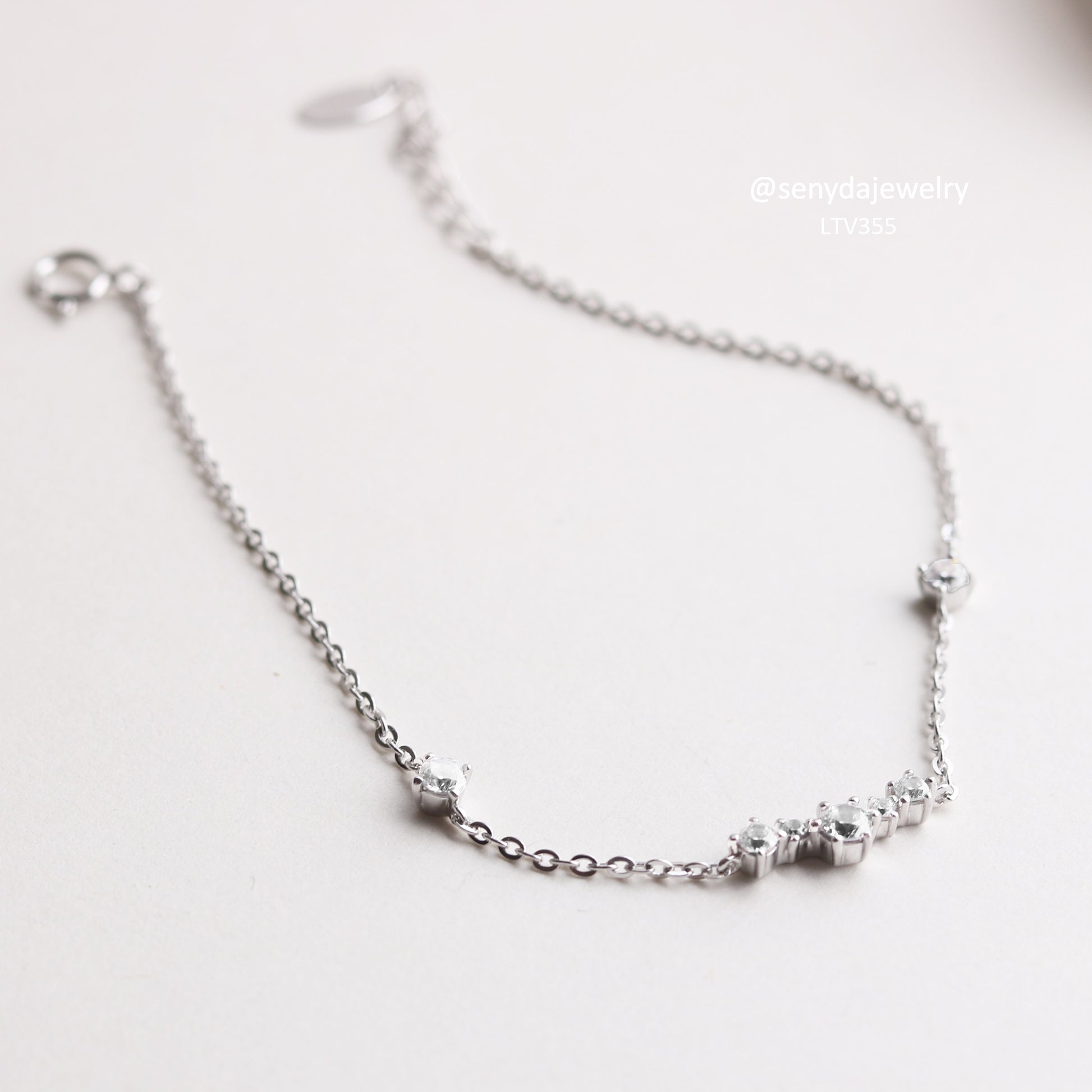 10K Solid Gold 3-Stone CZ Bracelet For Women