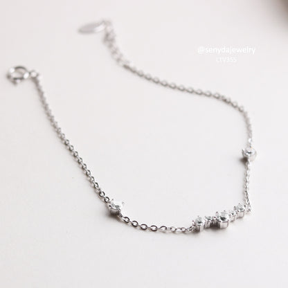 10K Solid Gold 3-Stone CZ Bracelet For Women