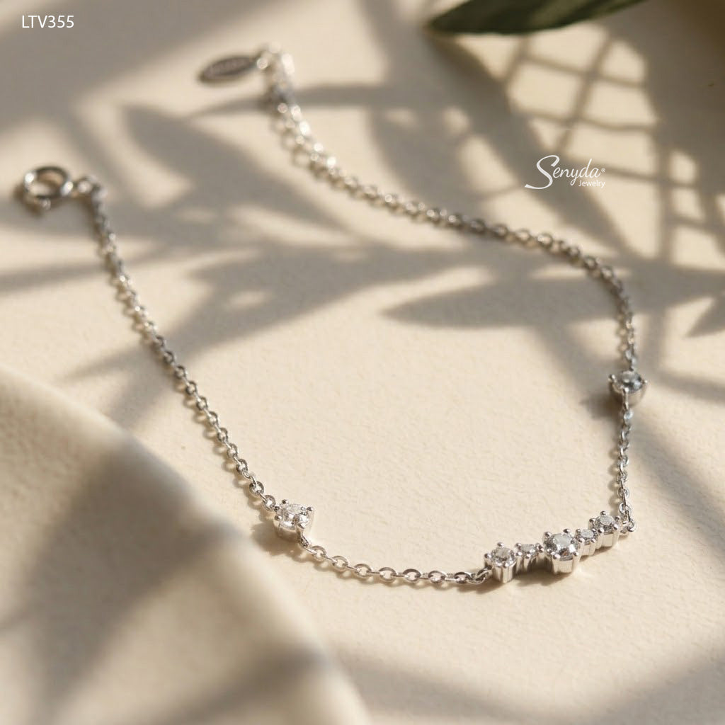 10K Solid Gold 3-Stone CZ Bracelet For Women