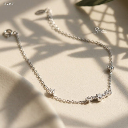 10K Solid Gold 3-Stone CZ Bracelet For Women