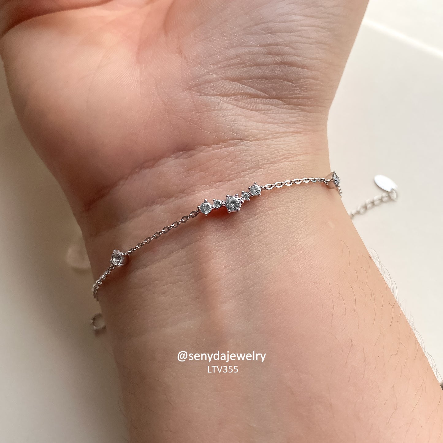 10K Solid Gold 3-Stone CZ Bracelet For Women