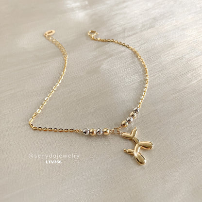 10K Solid Gold Balloon Dog Charm Bracelet