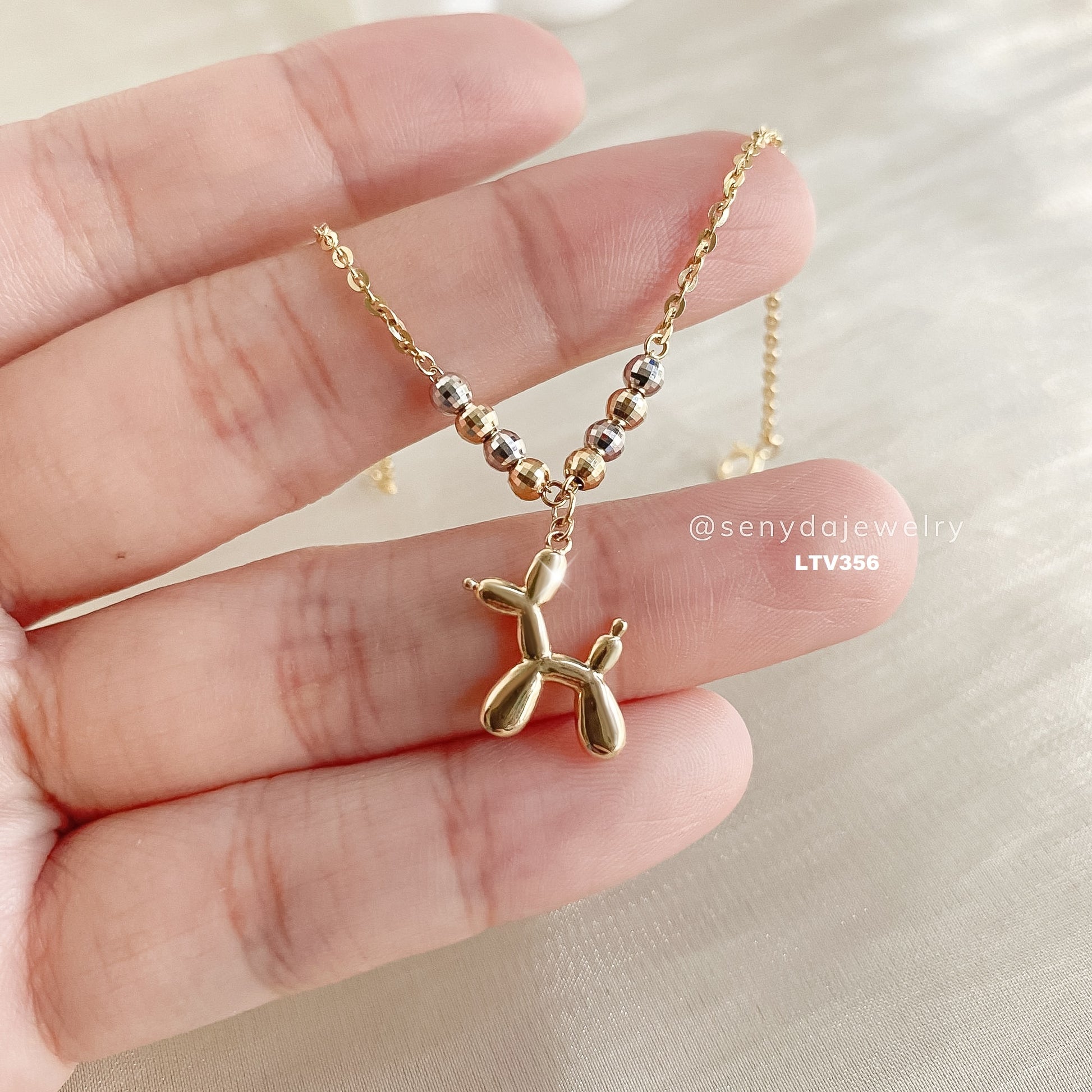 10K Solid Gold Balloon Dog Charm Bracelet