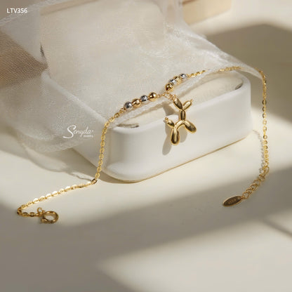 10K Solid Gold Balloon Dog Charm Bracelet