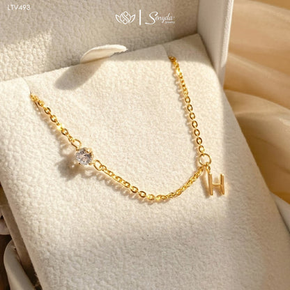 Custom Initial Bracelet With Stone