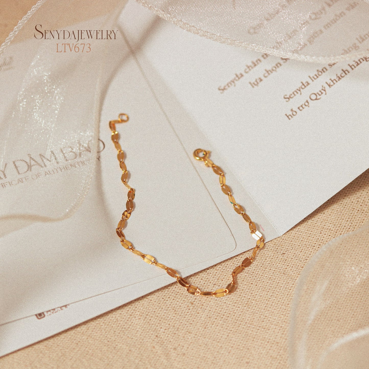 10K Solid Gold Sequin Chain Bracelet