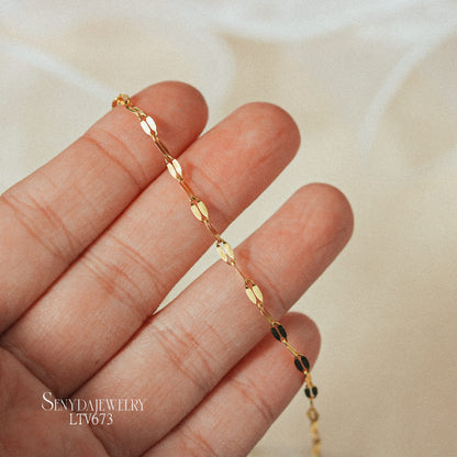 10K Solid Gold Sequin Chain Bracelet