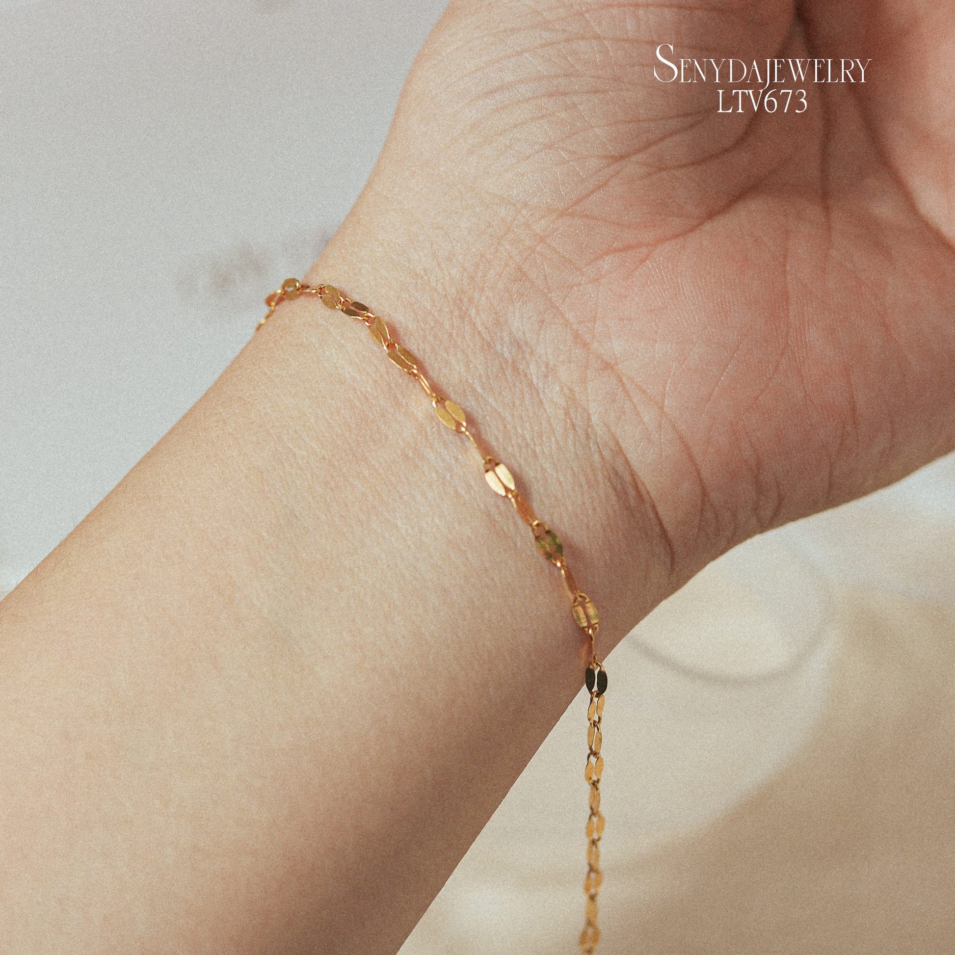 10K Solid Gold Sequin Chain Bracelet