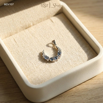 10K Solid Gold Crescent Moon Colorful Necklace
