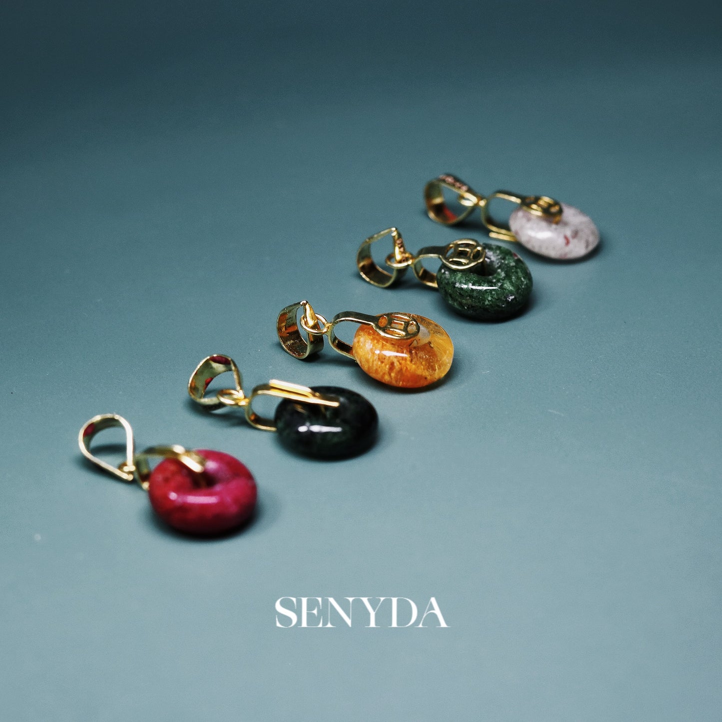 10K Solid Gold Donut Phantom Quartz Necklace