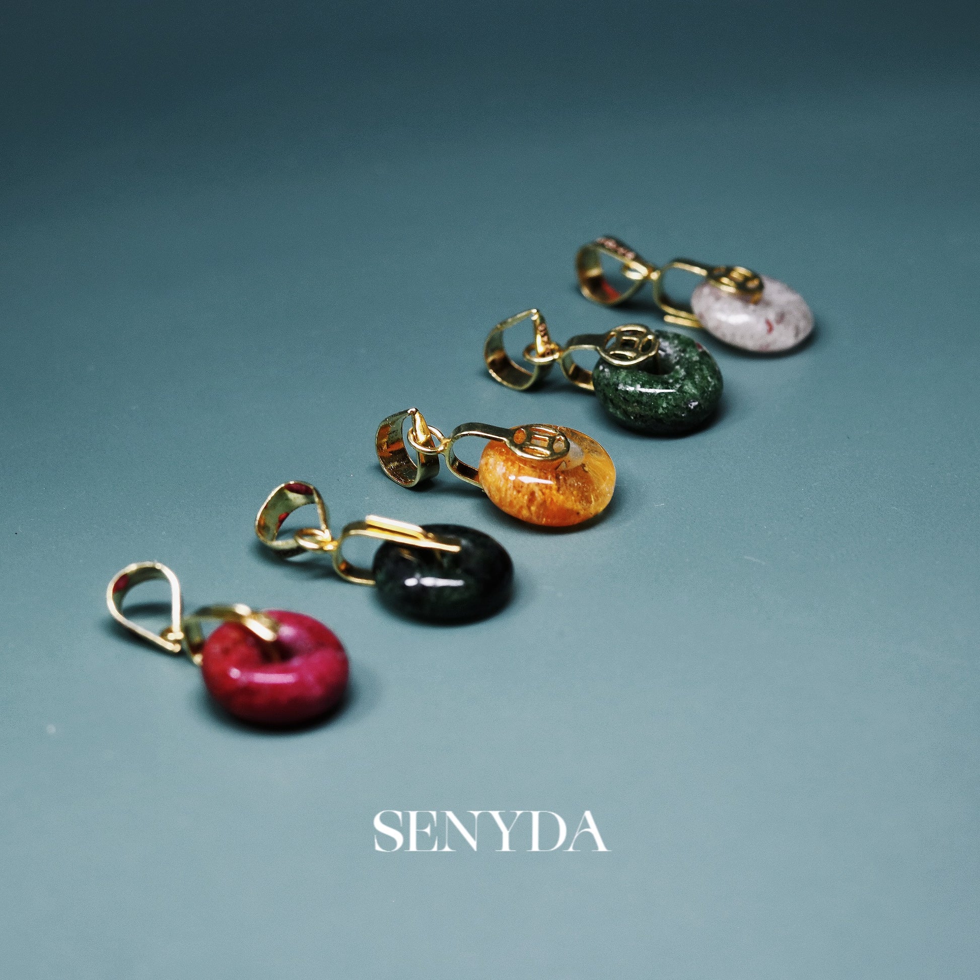 10K Solid Gold Donut Phantom Quartz Necklace