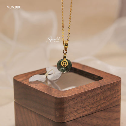 10K Solid Gold Donut Phantom Quartz Necklace