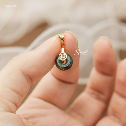 10K Solid Gold Donut Phantom Quartz Necklace