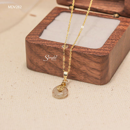 10K Solid Gold Donut Phantom Quartz Necklace