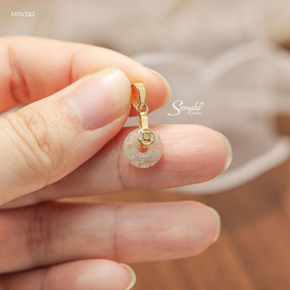 10K Solid Gold Donut Phantom Quartz Necklace