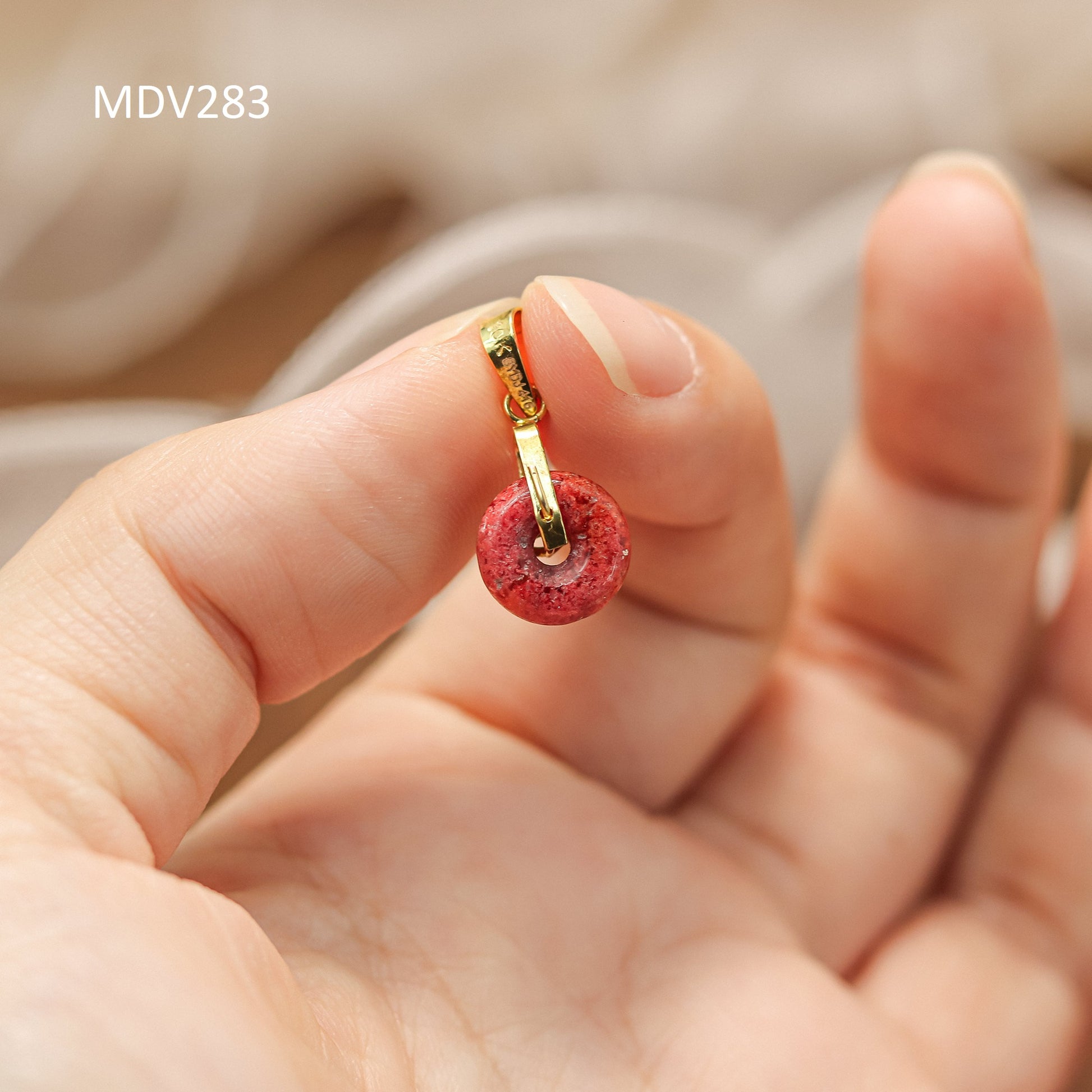 10K Solid Gold Donut Phantom Quartz Necklace