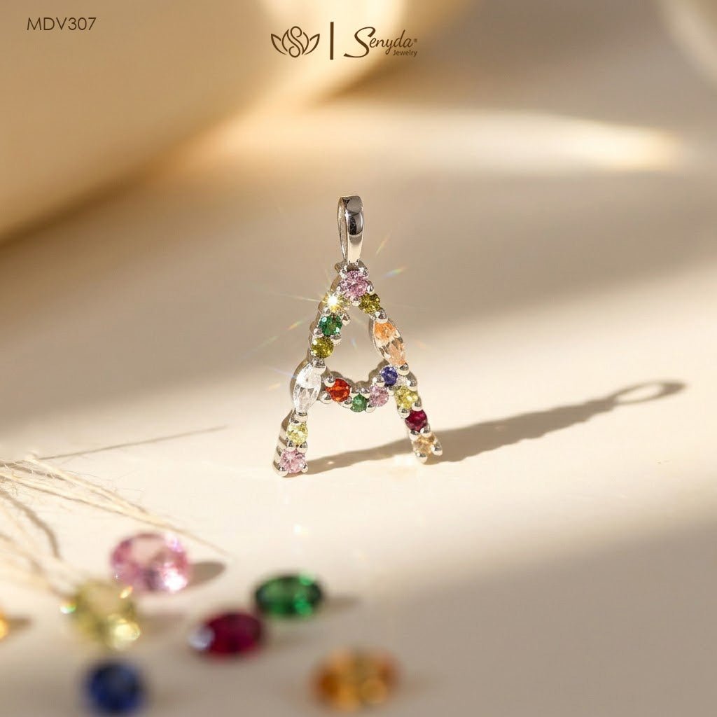 Pave Multicolor Initials Necklace