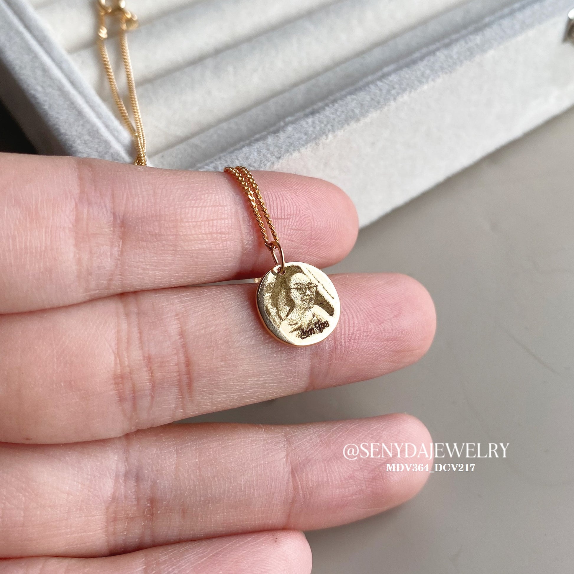 Personalized Engraved Disc Necklace Actual Photo