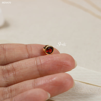 10K Solid Gold Bezel-Set Round Garnet Solitaire Pendant