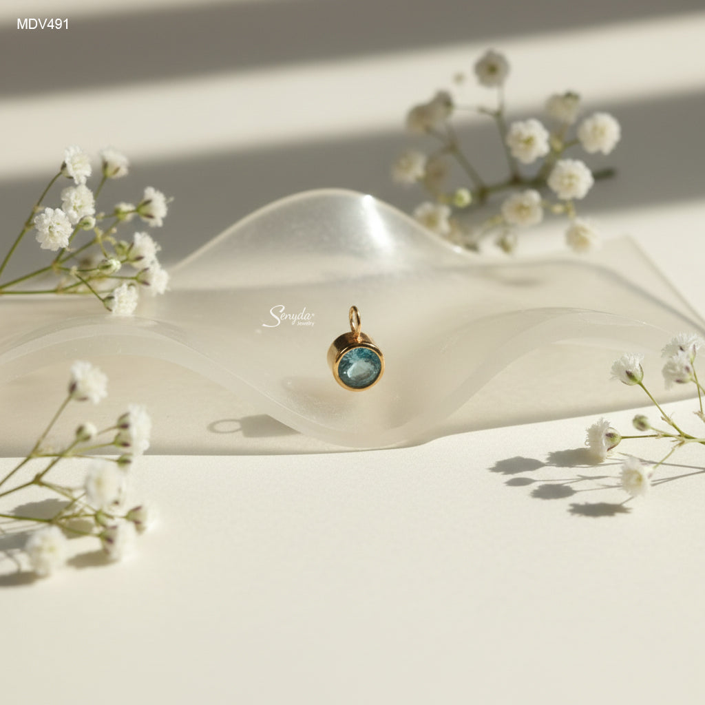 10K Solid Gold Bezel-Set Zircon Necklace